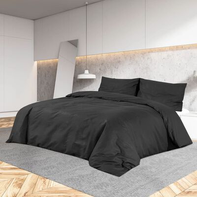 vidaXL Duvet Cover Set Black 140x200 cm Light-weight Microfiber