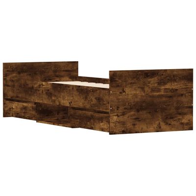 vidaXL Bed Frame without Mattress Smoked Oak 75x190 cm Small Single