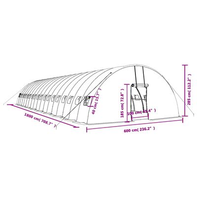 vidaXL Greenhouse with Steel Frame White 108 m² 18x6x2.85 m