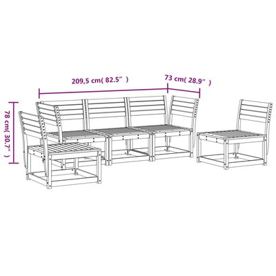 vidaXL 5 Piece Garden Sofa Set Wax Brown Solid Wood Pine