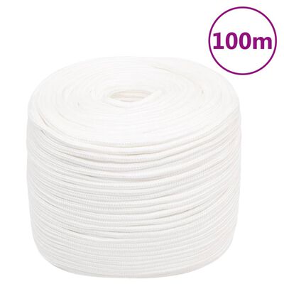 vidaXL Boat Rope Full White 10 mm 100 m Polypropylene