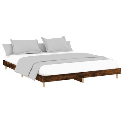 vidaXL Bed Frame without Mattress Smoked Oak 160x200 cm Engineered Wood