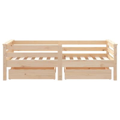 vidaXL Kids Bed Frame with Drawers 70x140 cm Solid Wood Pine