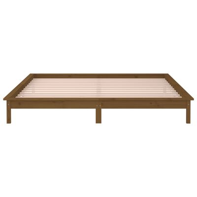 vidaXL LED Bed Frame without Mattress Honey Brown 150x200 cm King Size Solid Wood