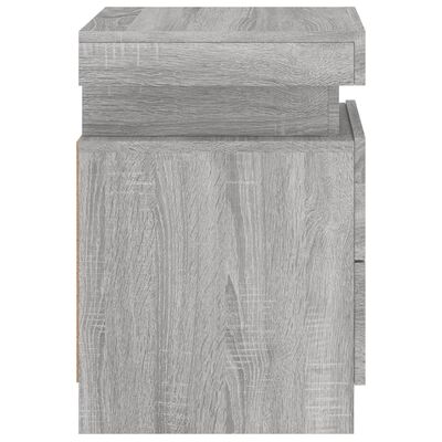 vidaXL Bedside Cabinet with LED Lights Grey Sonoma 35x39x55 cm