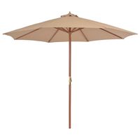 vidaXL Outdoor Parasol with Wooden Pole 300 cm Taupe