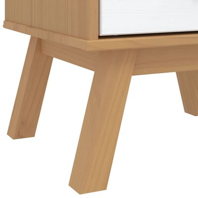 vidaXL Bedside Cabinet OLDEN White and Brown Solid Wood Pine