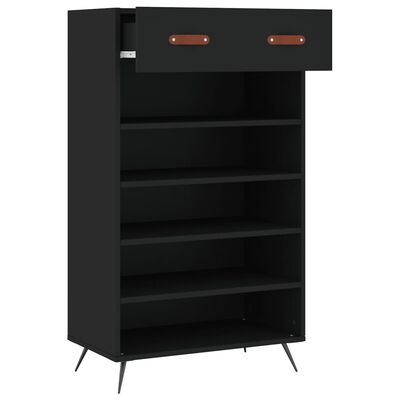 vidaXL Shoe Cabinet Black 60x35x105 cm Engineered Wood