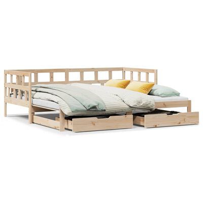 vidaXL Daybed with Trundle and Drawers without Mattress 90x200 cm