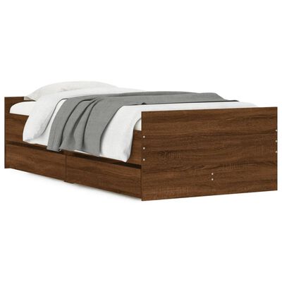 vidaXL Bed Frame without Mattress Brown Oak 75x190 cm Small Single