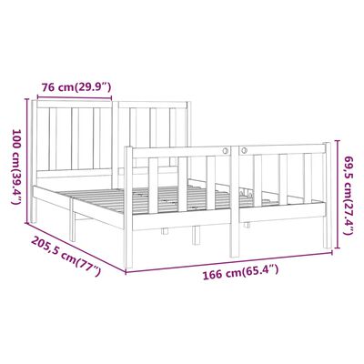 vidaXL Bed Frame without Mattress Black 160x200 cm Solid Wood Pine