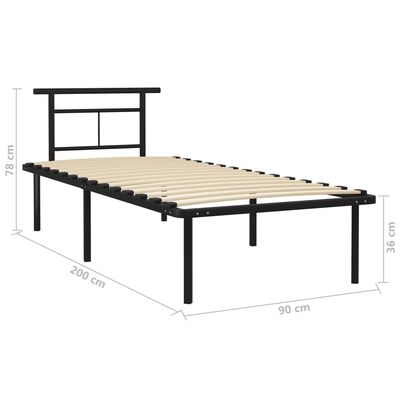 vidaXL Bed Frame without Mattress without Mattress Black Metal 90x200 cm