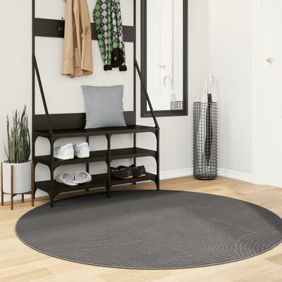 vidaXL Rug IZA Short Pile Scandinavian Look Anthracite Ø 160 cm