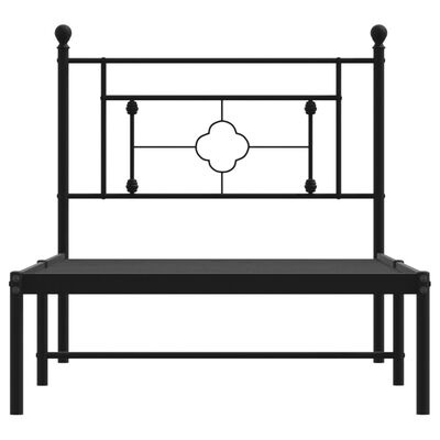 vidaXL Metal Bed Frame without Mattress with Headboard Black 100x190 cm