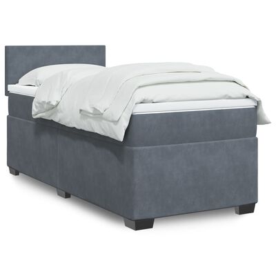 vidaXL Box Spring Bed with Mattress Dark Grey 90x190 cm Velvet