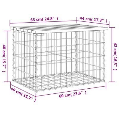 vidaXL Garden Bench Gabion Design 63x44x42 cm Solid Wood Douglas