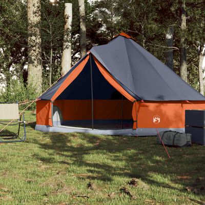 vidaXL Family Tent Tipi 6-Person Grey and Orange Waterproof