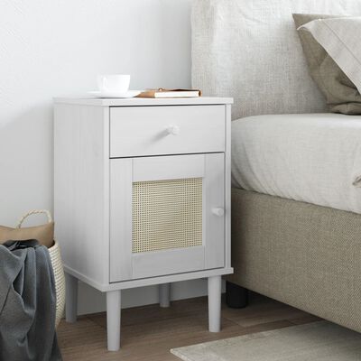 vidaXL Bedside Cabinet SENJA Rattan Look White 40x35x65 cm Solid Wood Pine