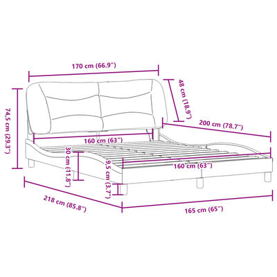 vidaXL Bed Frame with LED without Mattress Black and White 160x200 cm