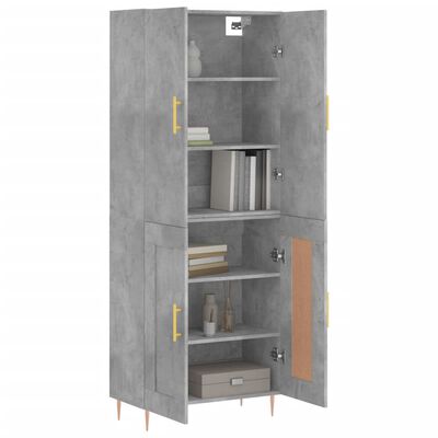 vidaXL Highboard Concrete Grey 69.5x34x180 cm Engineered Wood