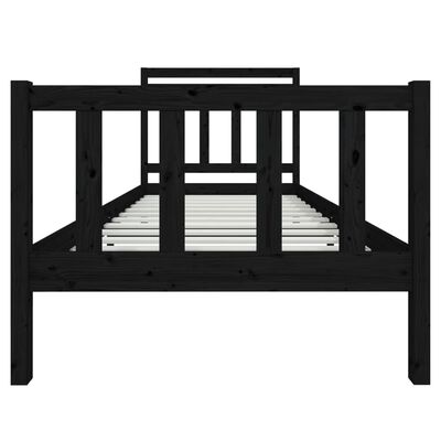 vidaXL Bed Frame without Mattress Black Solid Wood 90x200 cm (810071+814078)