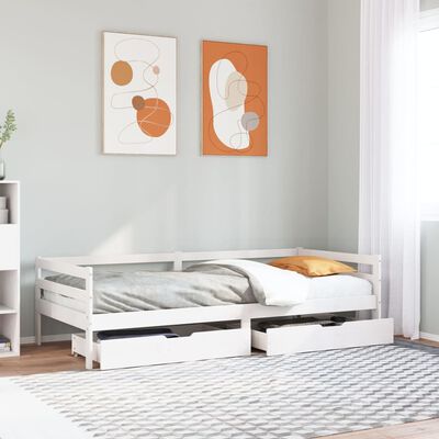 vidaXL Daybed with Drawers without Mattress 90x200 cm Solid Wood