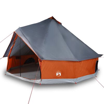 vidaXL Family Tent Tipi 6-Person Grey and Orange Waterproof