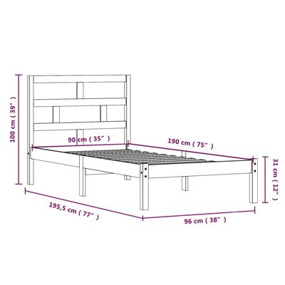 vidaXL Bed Frame without Mattress Single Solid Wood