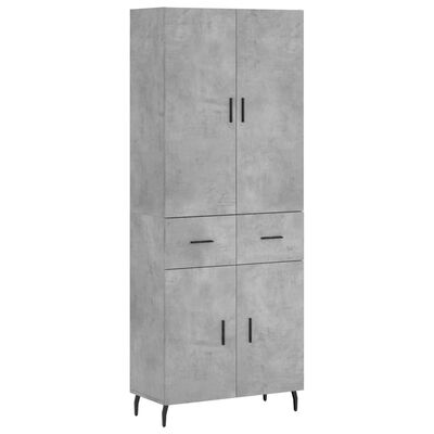 vidaXL Highboard Concrete Grey 69.5x34x180 cm Engineered Wood