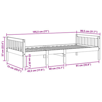 vidaXL Children's Bed without Mattress White 75x190 cm Solid Wood Pine