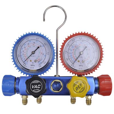 vidaXL Vacuum Pump with 4-way Manifold Gauge Set for Air Conditioning