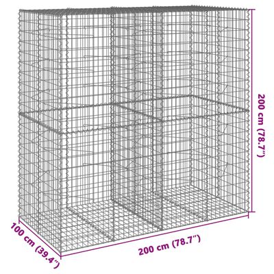 vidaXL Gabion Basket with Cover 200x100x200 cm Galvanised Iron