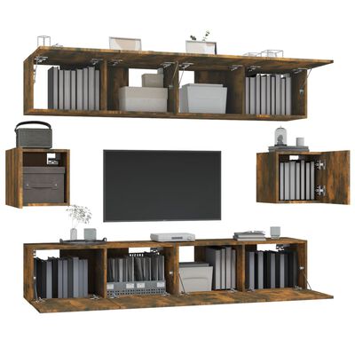 vidaXL 6 Piece TV Cabinet Set Smoked Oak Engineered Wood