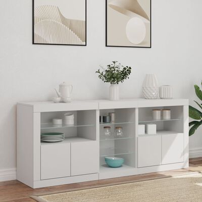 vidaXL Sideboard with LED Lights White 162x37x67 cm