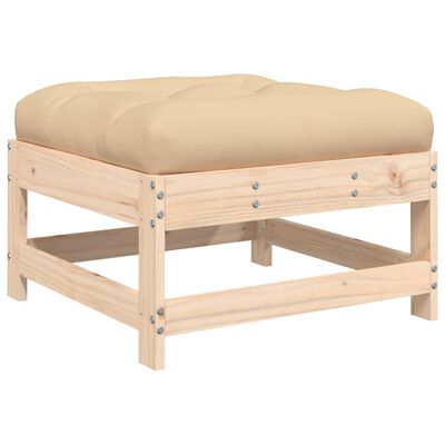 vidaXL Garden Footstool with Cushion Solid Wood Pine