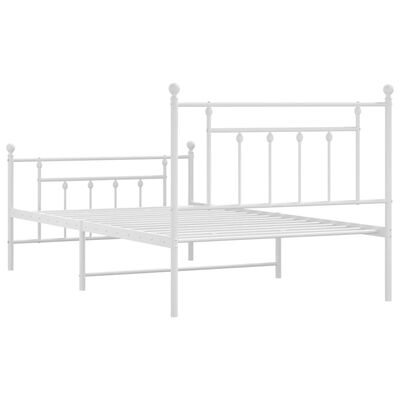 vidaXL Metal Bed Frame without Mattress with Footboard White 100x200 cm