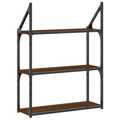 vidaXL 3-Tier Wall Shelf Brown Oak 60x21x78.5 cm Engineered Wood