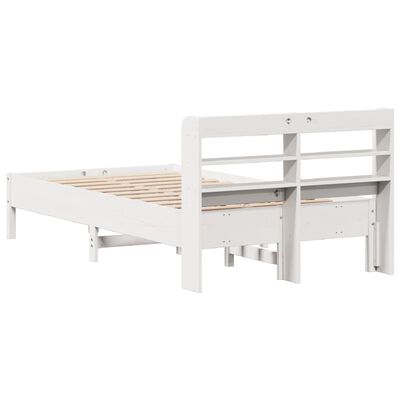 vidaXL Bed Frame without Mattress White 75x190 cm Small Single Solid Wood Pine