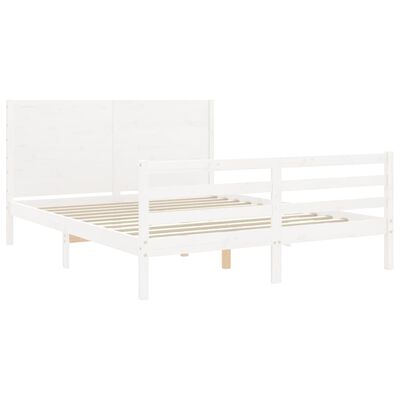 vidaXL Bed Frame without Mattress White King Size Solid Wood