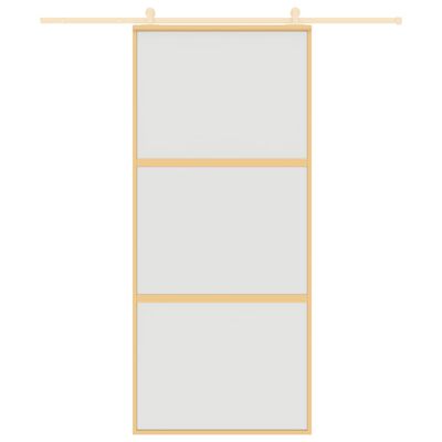 vidaXL Sliding Door Gold 90x205 cm Frosted ESG Glass and Aluminium