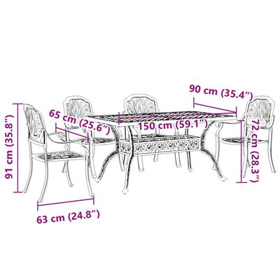 vidaXL 5 Piece Garden Dining Set White Cast Aluminium