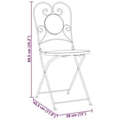 vidaXL Mosaic Bistro Set Terracotta and White Iron and Ceramic