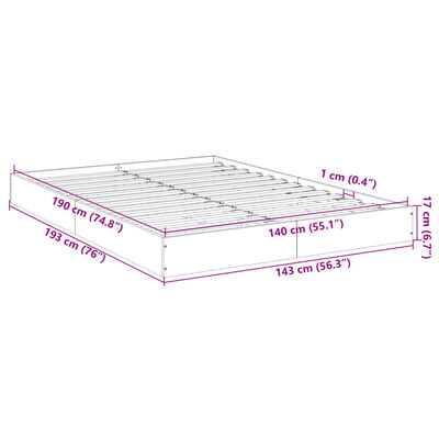 vidaXL Bed Frame without Mattress Smoked Oak 140x190 cm Engineered Wood