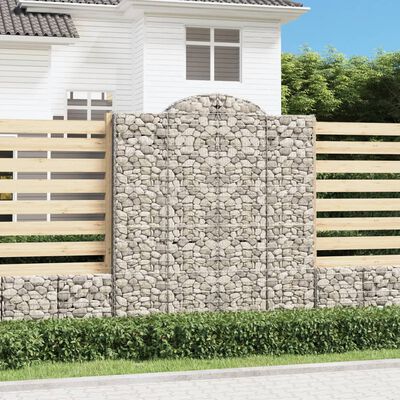 vidaXL Arched Gabion Baskets 10 pcs 200x50x220/240 cm Galvanised Iron