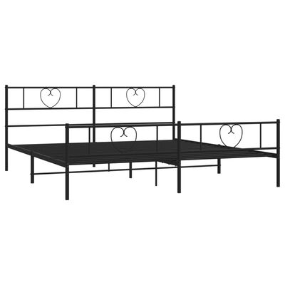 vidaXL Metal Bed Frame without Mattress with Footboard Black 200x200 cm