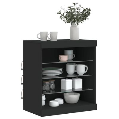 vidaXL Sideboard with LED Lights Black 60.5x37x67 cm