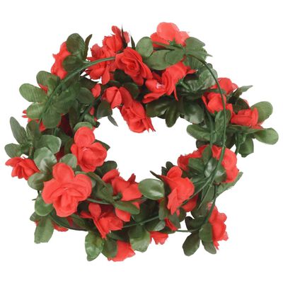 vidaXL Christmas Flower Garlands 6 pcs Spring Red 250 cm