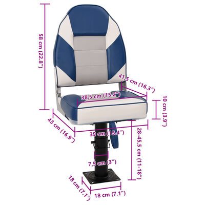 vidaXL Boat Seat with Pedestal Height Adjustable 360° Rotatable