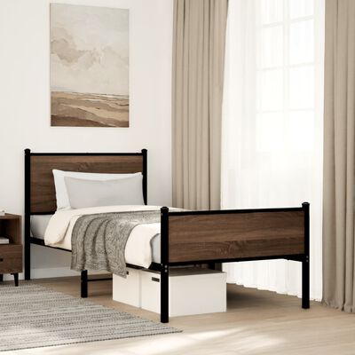 vidaXL Metal Bed Frame without Mattress Brown Oak 80x200 cm