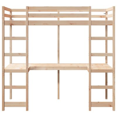 vidaXL Loft Bed Frame without Mattress 75x190 cm Small Single Solid Wood Pine